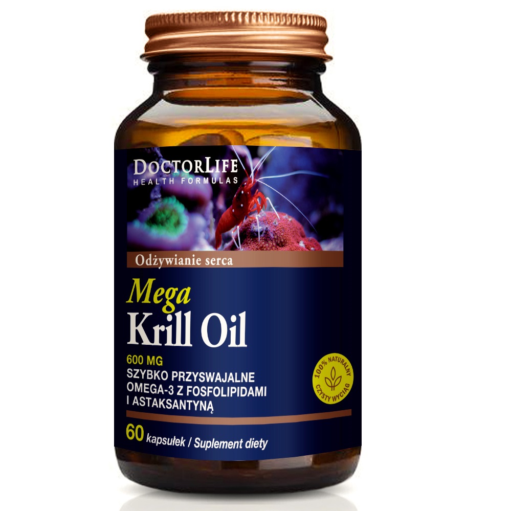 Mega Krill Oil Omega 3 EPA & DHA Krill Olej 600 Mg Doplnok Stravy 60 Kapsúl