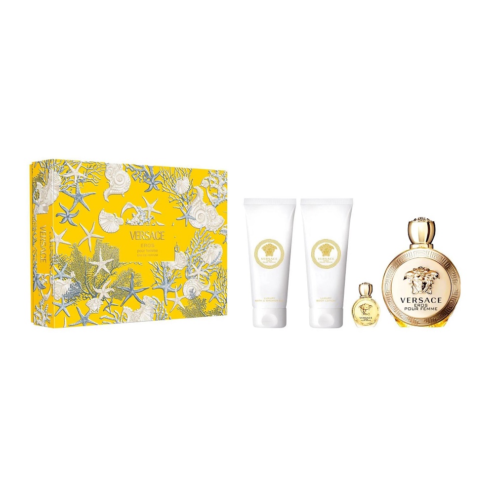 Eros Pour Femme Sada Parfumovaná Voda V Spreji 100ml + Sprchový Gél 100ml + Telové Mlieko 100ml + Miniatúrna Parfumovaná Voda 5ml