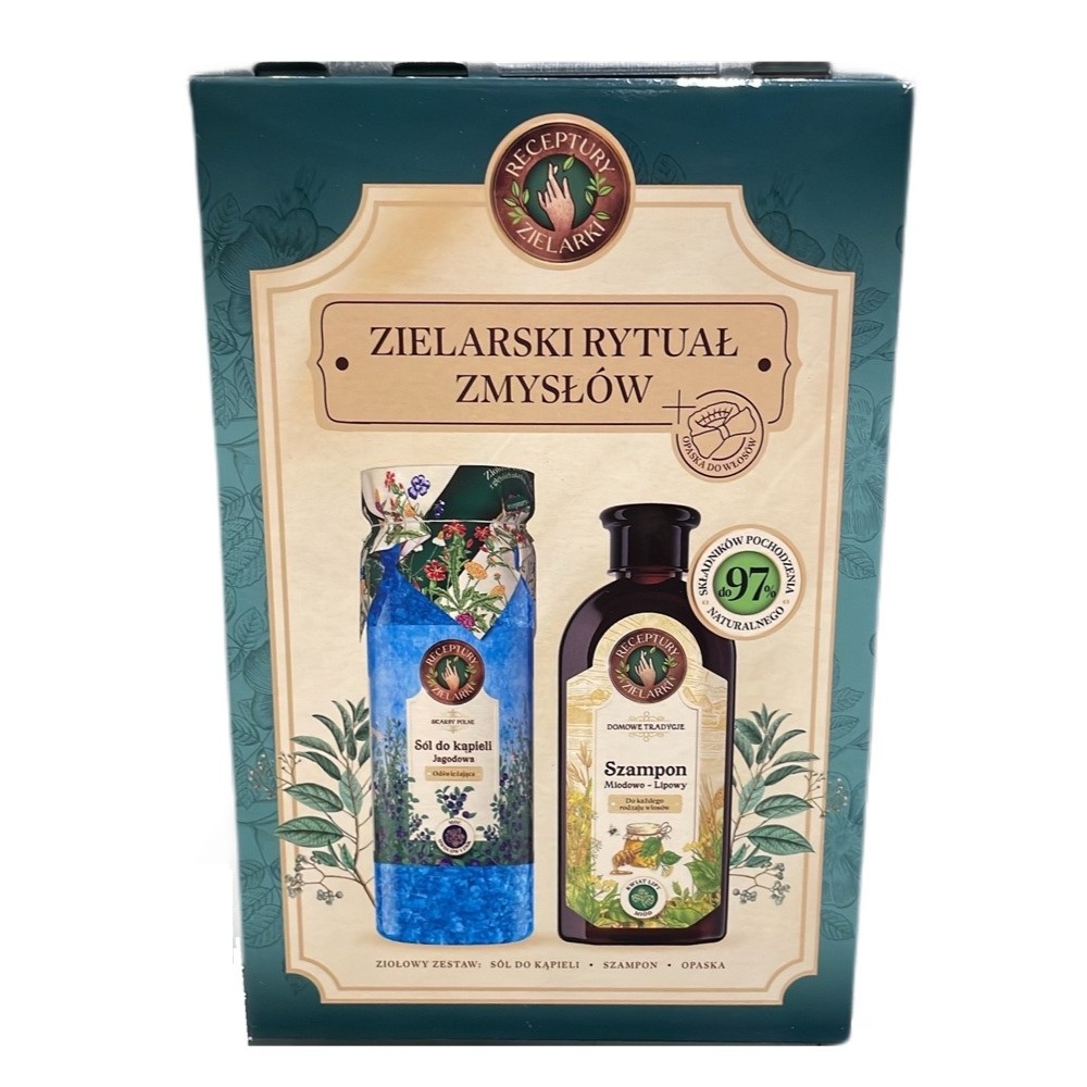 Zestawy Bylinná Sada Ritual Of The Senses: Medový A Lipový šAmpón Pre Všetky Typy Vlasov 350 Ml + Kúpeľová Soľ S Ovocím 700 G + Gumička Do Vlasov S Mašľou 1 Ks.