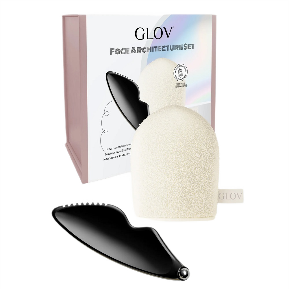 Face Architecture Moderná Sada Masážnych Prístrojov Gua Sha + Rukavica Na Odličovanie A čIstenie
