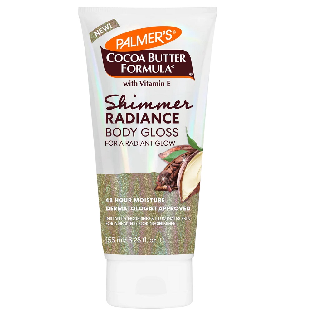 Cocoa Butter Formula Shimmer Shimmer Radiance Body Gloss – Rozjasňujúci Telový Balzam S Trblietkami, 155 Ml