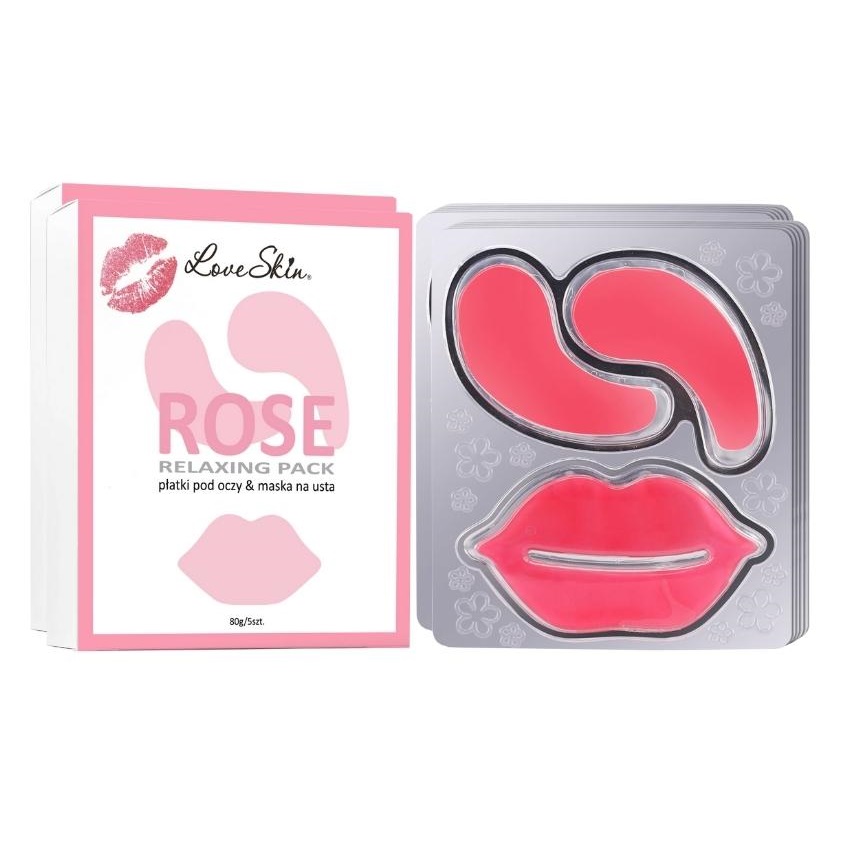 Relaxačné Balenie Maska Na Pery + Očné Vankúšiky Rose 5ks.