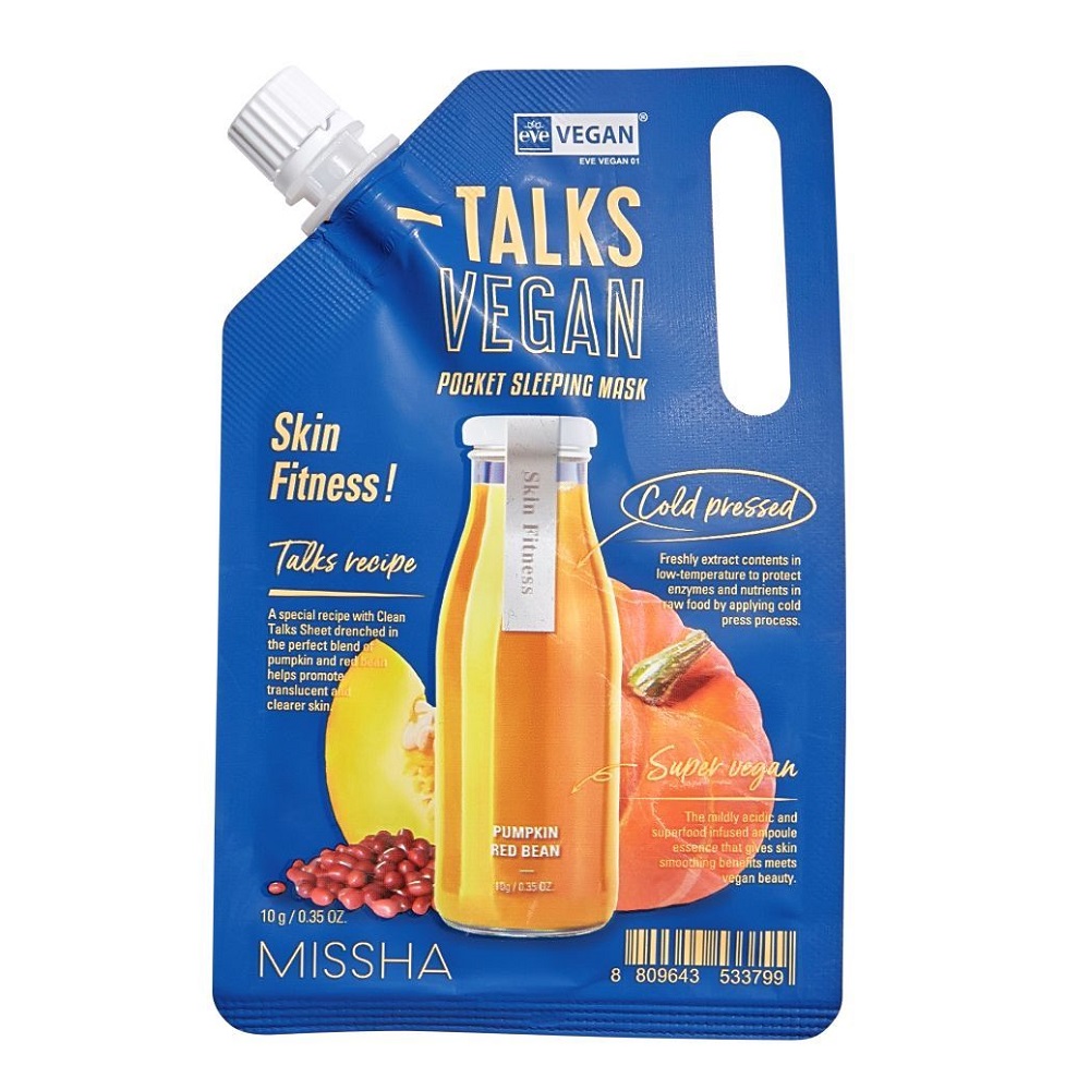 _Talks Vegan Squeeze Pocket Sleeping Mask, Vyhladzujúca Maska Na Noc S Výťažkom Z Tekvice A čErvenej Fazule Skin Fitness 10ml