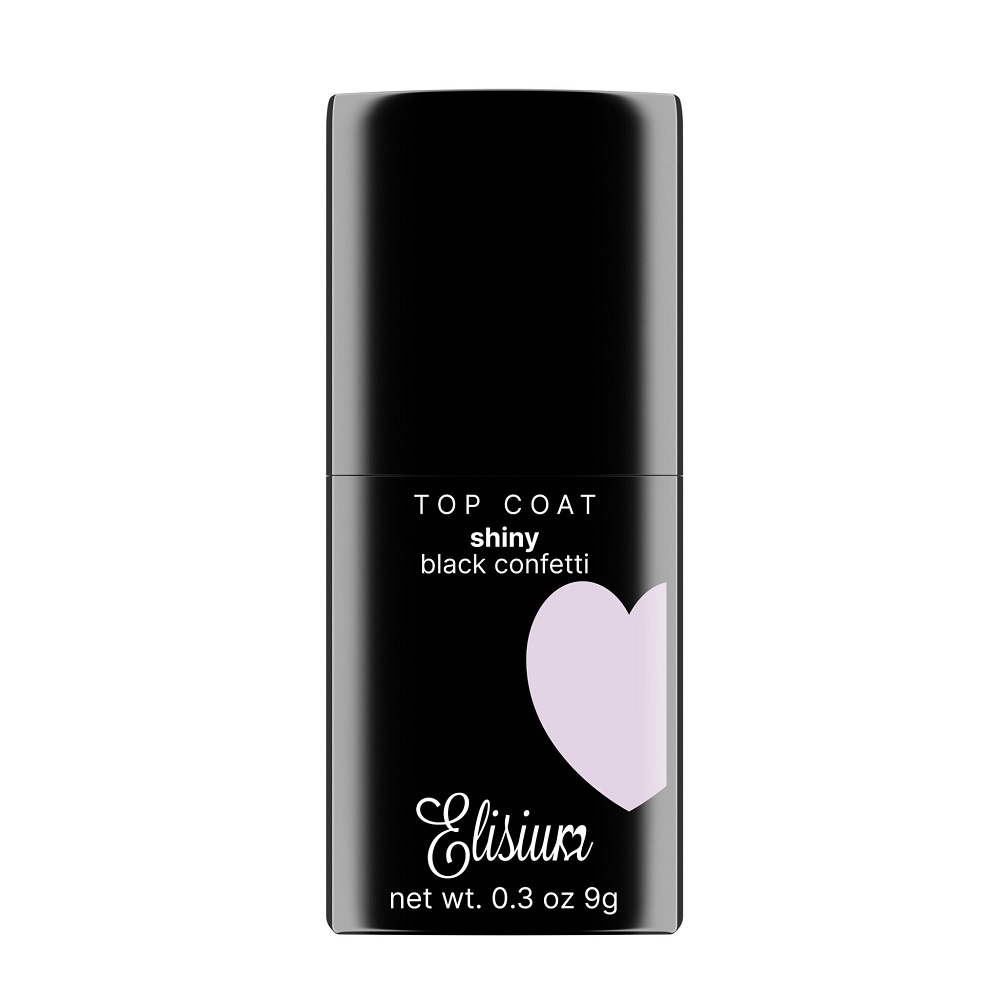 Top Coat Lesklý Vrchný Lak Pre Hybridné Laky Black Confetti 9g