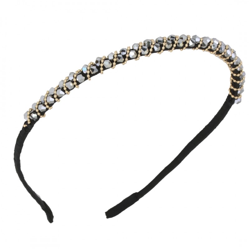 _Hairband S Kryštálmi Sivá