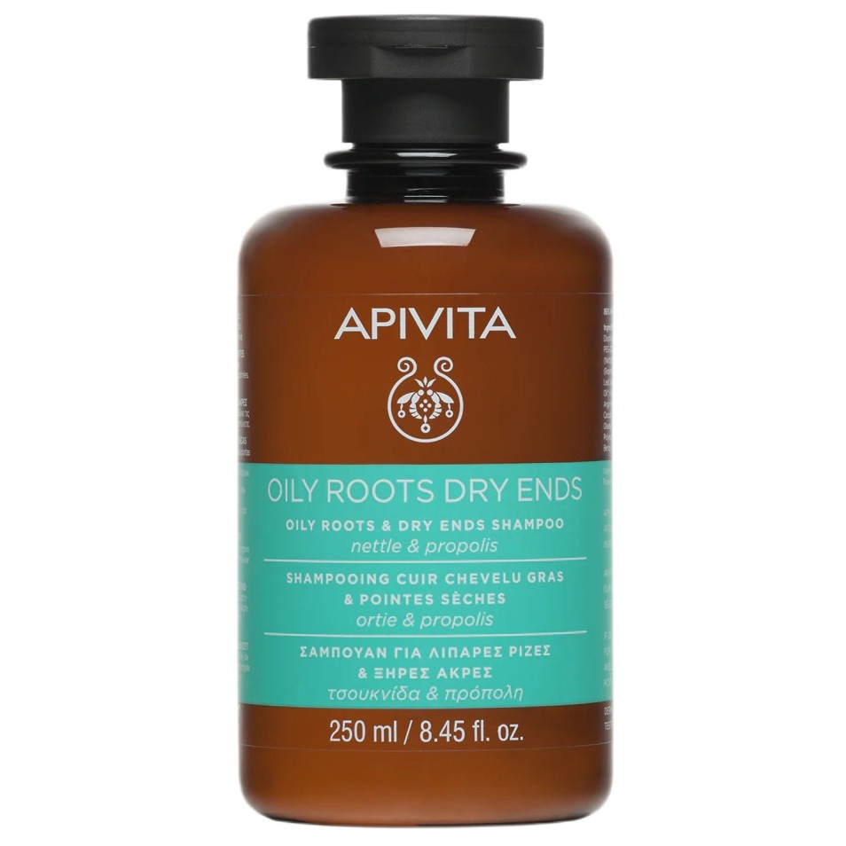 Oily Roots & Dry Ends ŠAmpón Regulujúci Mastnotu Pri Korienkoch A Vyživujúci Suché Končeky S Prídavkom žIhľavy A Propolisu 250 Ml