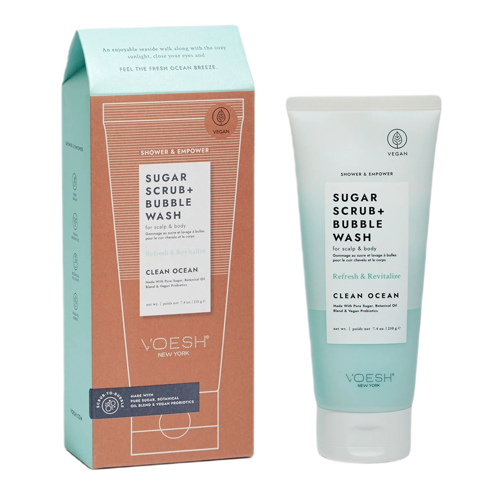 Sugar Scrub + Bubble Wash Cukrový čIstiaci Peeling Na Telo A Pokožku Hlavy Clean Ocean 210 G