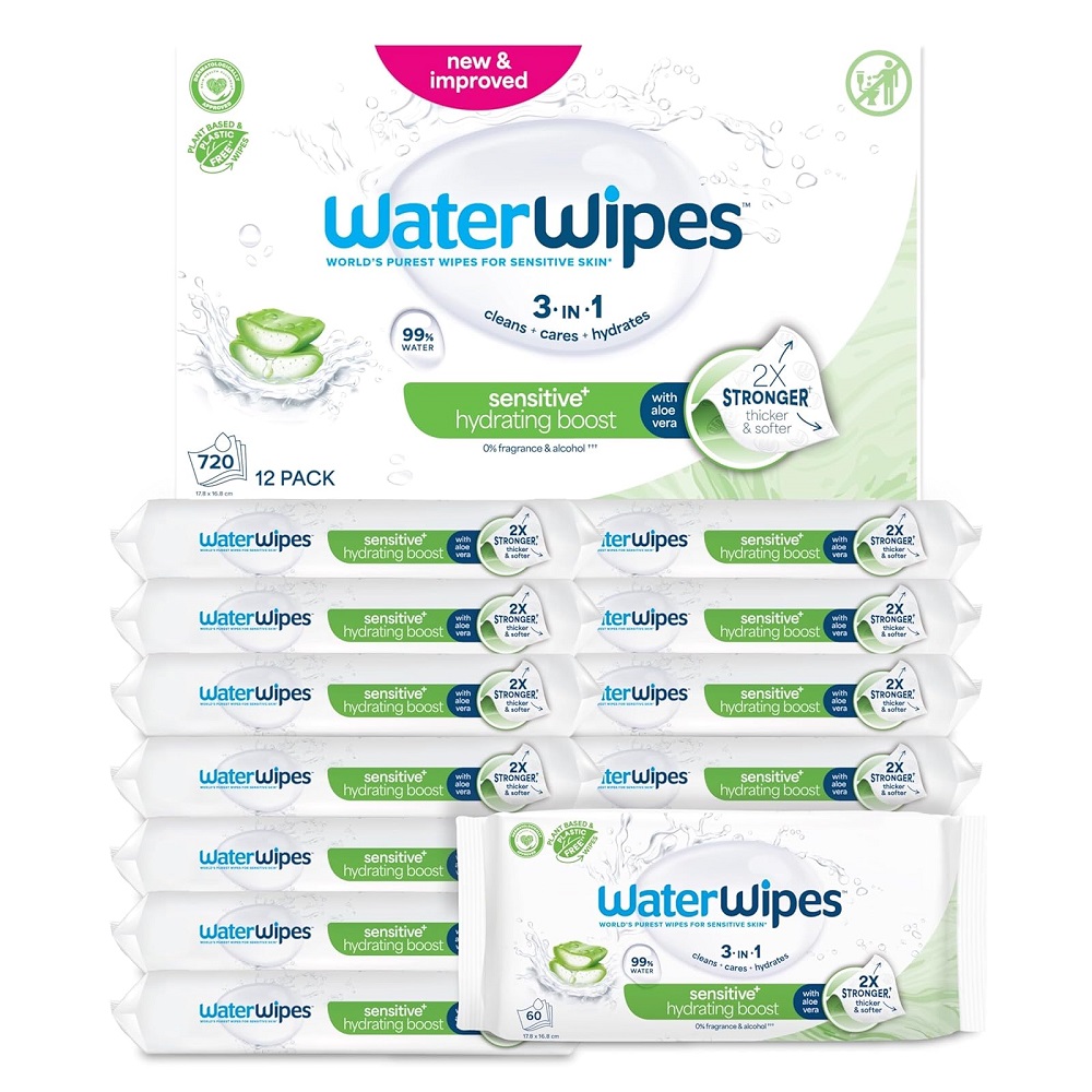 Sensitive+ Nawilżający Zastrzyk Upokojujúce Vlhčené Utierky S Aloe Vera, 12 Balení Po 60 Ks